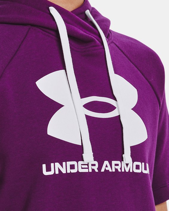Women's UA Rival Fleece Short Sleeve Hoodie, Purple, pdpMainDesktop image number 3